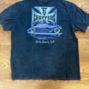 Distressed West Coast Choppers Shirt Black Fade Mens Large/ XL